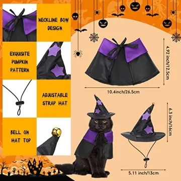 Stylish Halloween Wizard Pet Costume for Kittens and Puppies