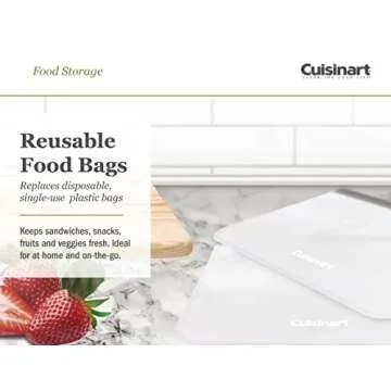 Cuisinart 12 Pack Reusable Food Storage Bags - Eco-Friendly Silicone & Multi-Purpose