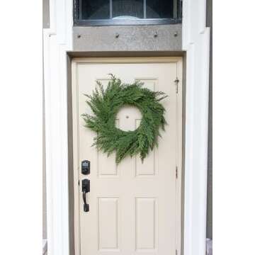 Vita Domi 30" Faux Cedar Wreath, Christmas Wreaths for Front Door Outside, Green Wreath Christmas, Window Wreaths, Real Touch Norfolk Pine Wreath, Evergreen Wreath, Large Christmas Wreath