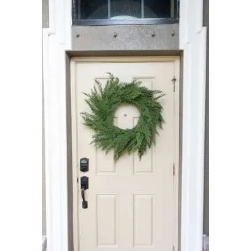 Vita Domi 30" Faux Cedar Wreath, Christmas Wreaths for Front Door Outside, Green Wreath Christmas, Window Wreaths, Real Touch Norfolk Pine Wreath, Evergreen Wreath, Large Christmas Wreath