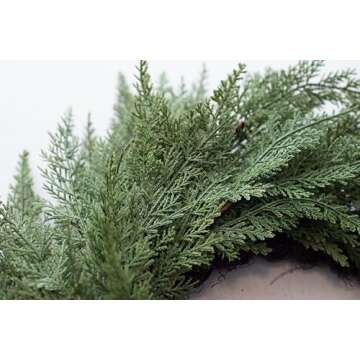 Vita Domi 30" Faux Cedar Wreath, Christmas Wreaths for Front Door Outside, Green Wreath Christmas, Window Wreaths, Real Touch Norfolk Pine Wreath, Evergreen Wreath, Large Christmas Wreath