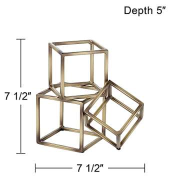 Studio 55D Tricube Antique Brass Geometric Bookends