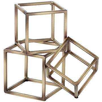 Studio 55D Tricube Antique Brass Geometric Bookends
