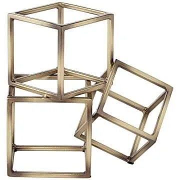 Studio 55D Tricube Antique Brass Geometric Bookends