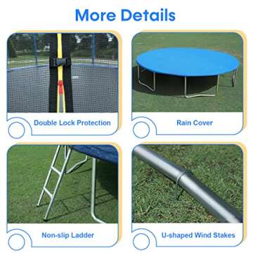 JUPA 15FT 14FT 12FT 10FT 8FT Outdoor Trampoline with Safety Enclosure Net All Accessories, 425LBS Weight Capacity Trampoline for Kids and Adults,Complies with ASTM Standards(15FT)