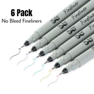 Mr. Pen- Fineliner Pens, 0.2 mm, 6 Pack, Ultra Fine, No Bleed for Bible, Assorted Colors, Art Pens, ...