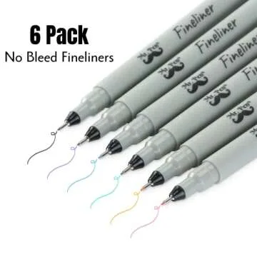 Mr. Pen- Fineliner Pens, 0.2 mm, 6 Pack, Ultra Fine, No Bleed for Bible, Assorted Colors, Art Pens, ...