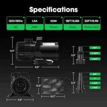 VIVOSUN 3000 GPH Water Pump - Quiet and Reliable