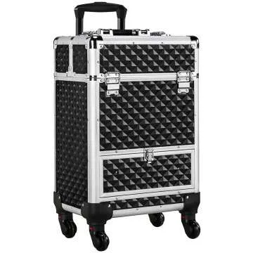 Rolling Makeup Train Case with Wheels - Yaheetech