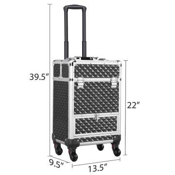 Rolling Makeup Train Case with Wheels - Yaheetech
