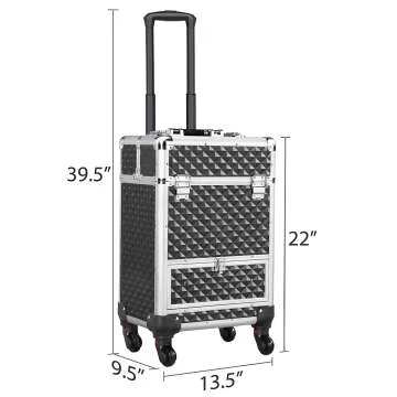 Rolling Makeup Train Case with Wheels - Yaheetech