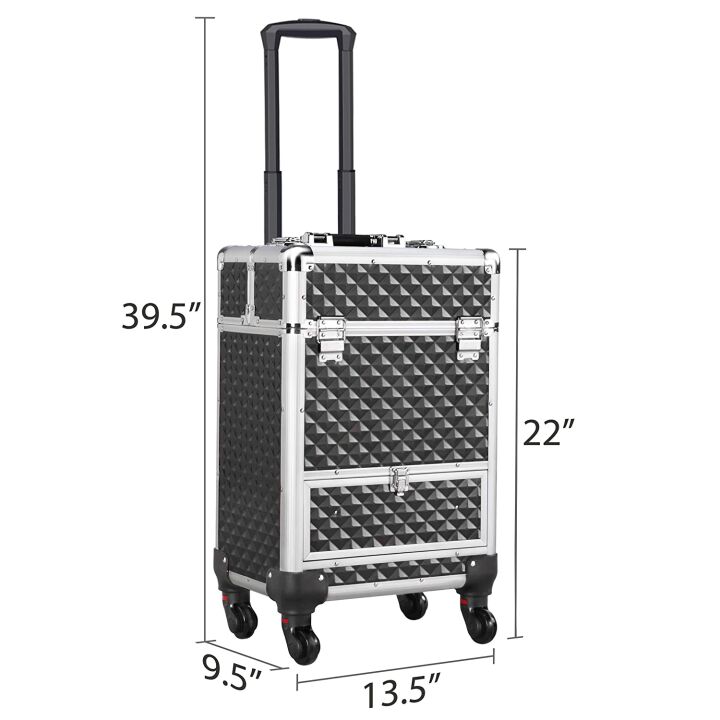 Rolling Makeup Train Case with Wheels - Yaheetech