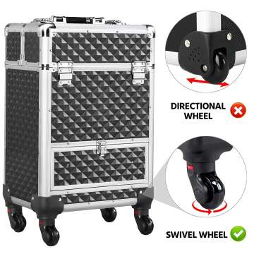 Rolling Makeup Train Case with Wheels - Yaheetech