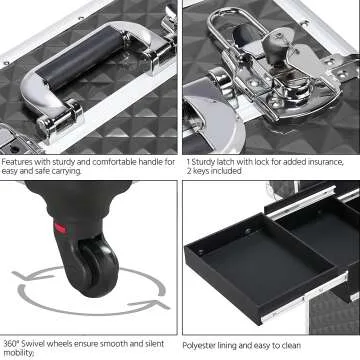 Rolling Makeup Train Case with Wheels - Yaheetech
