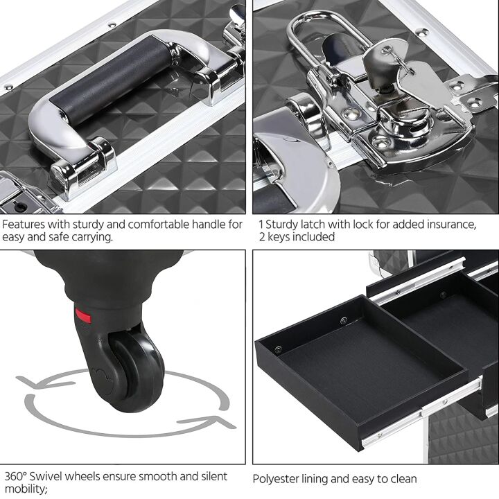 Rolling Makeup Train Case with Wheels - Yaheetech