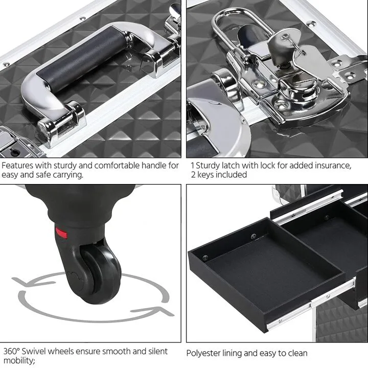 Rolling Makeup Train Case with Wheels - Yaheetech