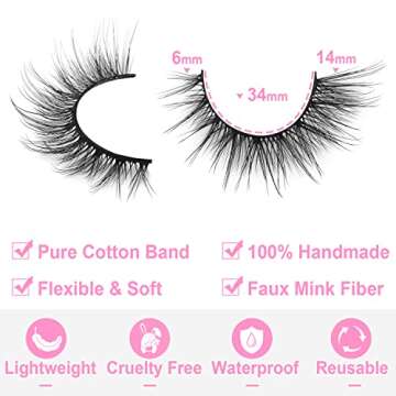 Wispy Lashes 14mm Cat Eye False Eyelashes Natural Look Faux Mink Lashes Fluffy Short Natural Lashes Pack by Kiromiro