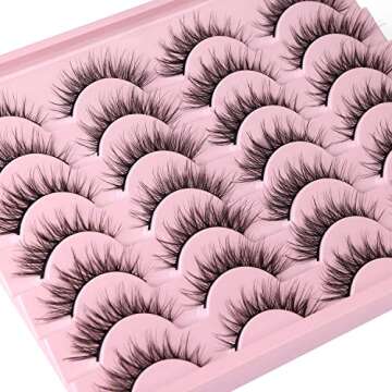 Wispy Lashes 14mm Cat Eye False Eyelashes Natural Look Faux Mink Lashes Fluffy Short Natural Lashes Pack by Kiromiro