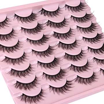 Wispy Lashes 14mm Cat Eye False Eyelashes Natural Look Faux Mink Lashes Fluffy Short Natural Lashes Pack by Kiromiro