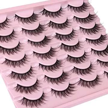 Wispy Lashes 14mm Cat Eye False Eyelashes Natural Look Faux Mink Lashes Fluffy Short Natural Lashes Pack by Kiromiro