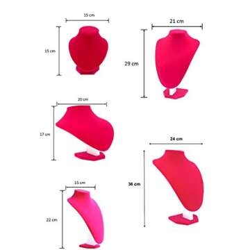 Comelyjewel 3pcs/Pack 9 Inches Velvet Necklace Holder, Jewelry Organizer for Women, Elegant Jewelry Organizers and Storage Solution, Mannequins Bust Stand for Necklaces and Accessories (Pink)