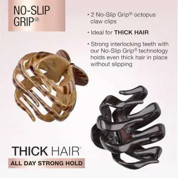 Scunci by Conair jaw claw clips - hair accessories for women - claw clips for thick hair - claw clip - Black & Tortoise- 2 Count