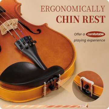 Fesley Violin Fiddle Beginner Set: 3/4 Matt Violin Kit for Student, Acoustic Violin with Hard Case, Solidwood Hand Made Violin Starter Kit with Violin Bow, Rosin, Shoulder Rest, Tuner, Extra Strings