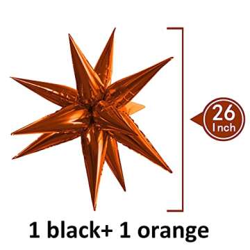 Tellpet Halloween Star Balloons Starburst Spike Shaped Balloon, 2 PCS Large, Black Orange