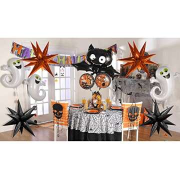 Tellpet Halloween Star Balloons Starburst Spike Shaped Balloon, 2 PCS Large, Black Orange