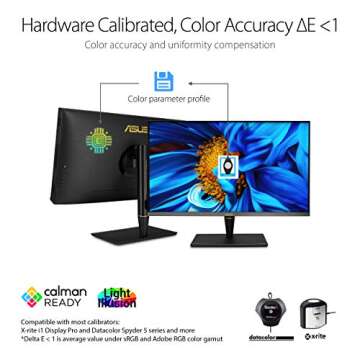 ASUS ProArt Display PA32UCX-PK 32” 4K HDR PC Monitor, 99% DCI-P3 99.5% Adobe RGB, DeltaE<1, 10-bit, IPS, Thunderbolt 3 USB-C HDMI, 1200nits, w/X-rite Calibrator, Compatible with Laptop & Mac Monitor