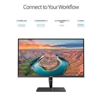 ASUS ProArt Display PA32UCX-PK 32” 4K HDR PC Monitor, 99% DCI-P3 99.5% Adobe RGB, DeltaE<1, 10-bit, IPS, Thunderbolt 3 USB-C HDMI, 1200nits, w/X-rite Calibrator, Compatible with Laptop & Mac Monitor