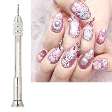 Manual Nail Art Piercing Tool Nail DIY Pendant Punch Manicure Accessory Nail Art Dangles Drill Charm Piercing UV Gel Acrylic