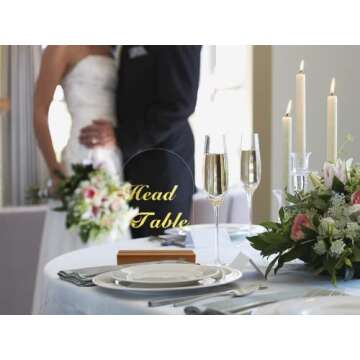 Acrylic Sign with Wooden Stand Table Numbers DIY, 10 Pack Clear Acrylic Sheets Table Signs for Weddi...