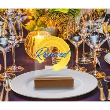 Acrylic Sign with Wooden Stand Table Numbers DIY, 10 Pack Clear Acrylic Sheets Table Signs for Wedding, 4x6 Inch Acrylic Arch Signs Blank for Restaurant Party Bridal Shower (No printing included)