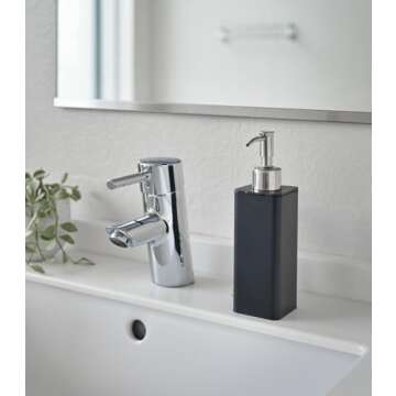 Yamazaki Home Refillable Hand Soap Pump | Bathroom, Kitchen | Plastic | Dispenser, One Size, Black