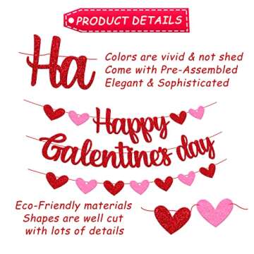 Happy Galentine's Day Banner for Ladies Girls Valentine's Day Celebration Party Supplies Romantic He...