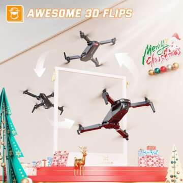 Drones for Kids - Mini Drone with Camera for Adults and Beginners, RC Helicopter Toys Gifts for Boys Girls, 1080P HD Foldable FPV Quadcopter with One Key Start/Land, Altitude Hold, 2 Batteries