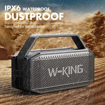 W-KING 100W PEAK Bluetooth Speaker-60W Portable Speakers Bluetooth Wireless Loud Outdoor Waterproof IPX6 Party Boombox 2 Subwoofer/Ex-Large Passive Radiator-All Round Deep Bass/40H/PowerBank/TF/AUX/EQ