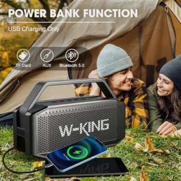 W-KING 100W PEAK Bluetooth Speaker-60W Portable Speakers Bluetooth Wireless Loud Outdoor Waterproof IPX6 Party Boombox 2 Subwoofer/Ex-Large Passive Radiator-All Round Deep Bass/40H/PowerBank/TF/AUX/EQ