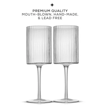 JoyJolt Elle 14oz Fluted Wine Glasses Set Vintage Elegance