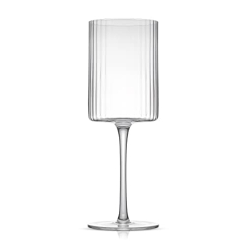 JoyJolt Elle 14oz Fluted Wine Glasses Set Vintage Elegance