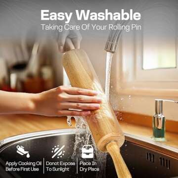 17.6 Inch Wooden Rolling Pin for All Baking Needs