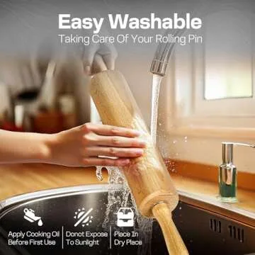 17.6 Inch Wooden Rolling Pin for All Baking Needs