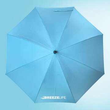 Breeze Life Rechargeable Mister Breeze, Sun Umbrella with Fan and Mister, Umbrella Mister with Built...
