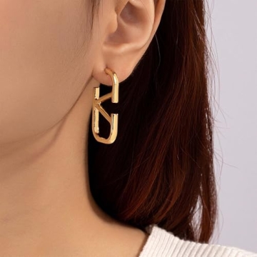 Luxurious 18K Gold V-Shaped Earrings for Women