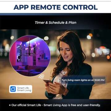 Lightinginside Smart Candelabra LED Bulbs 60 Watt Equivalent, 500LM 6W, E12 LED Bulb Compatible with Alexa/Google Assistant/Smart Life, RGBCW Candle, No Hub Required, 2.4G WiFi Only, ETL Listed, 4PCS