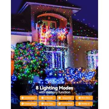 Blingstar Christmas Lights Colored String Lights 33 Ft 100 LED Waterproof Multicolor Twinkle Lights ...
