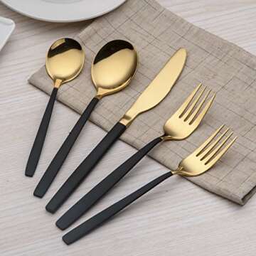 Berglander 20-Piece Black And Gold Flatware Set for 4