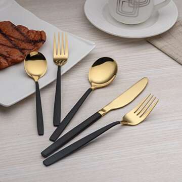 Berglander 20-Piece Black And Gold Flatware Set for 4