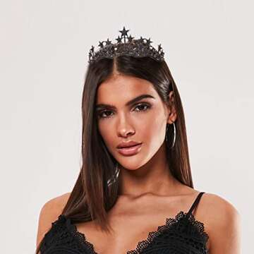 Star Headband Crown, Vofler Star Goddess Sun Moon Stellar Planet Costume Black Halo Tiara Headpiece ...